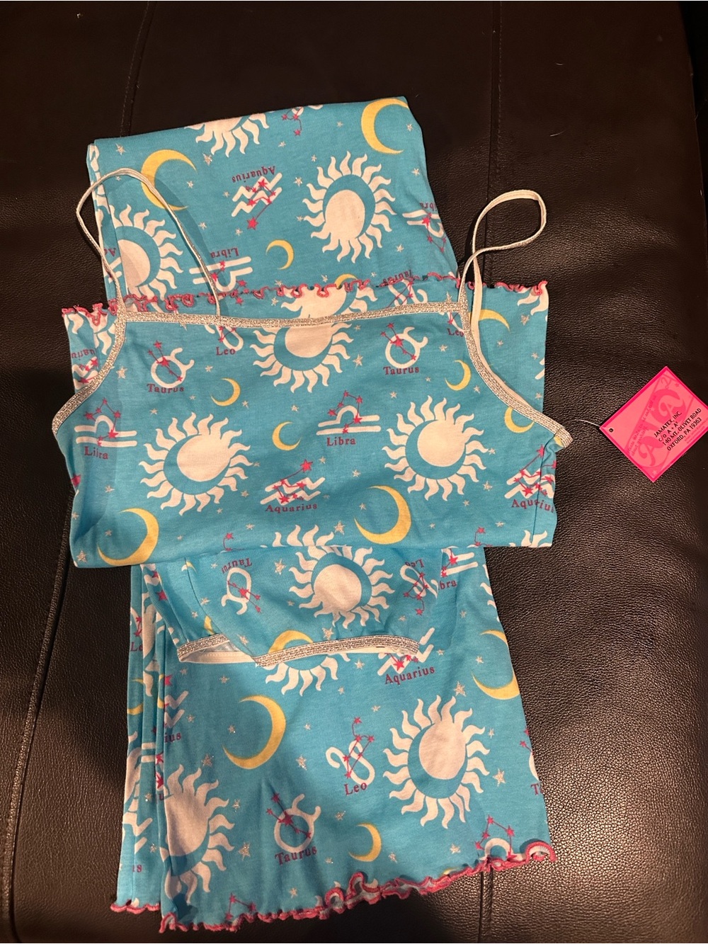 Hanna Andersson Teal Zodiac Celestial Sun & Moon Pajama Set